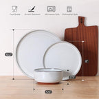 E-far Stoneware Dinnerware Sets for 6, 18 Pieces Reactive Glaze Plates and Bowls Sets, Elegant Dishes with Rustic Terracotta Clay Base, Dishwasher & Microwave Safe, Scratch Resistant, Glacier White