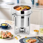 Commercial 11QT Soup Chafer Set, 4 Pack Stainless Steel Round Food Warmers Set with Pot, Notched Lids & Fuel Containers, Soup Warmers Ideal for Buffet Service & Event Catering