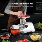 AIRMSEN Electric Meat Grinder & Tomato Sauce Press Maker with Strainer - Heavy Duty Food Mill Machine for Grinding Meat, Making Tomato Sauce, Sausage, Kibbeh for Home Kitchen Use