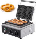 Commercial Mini Donut Maker Machine, Small Donut Snack Machine Makes 6 Doughnuts with Delish Recipes, Electric Doughnut Machine 1550W, Teflon-Coating