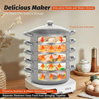 5-Tier Stainless Steel Steamer, 11.81 Inch Commercial Multi Tier Stainless Steel Cookware Pot Vegetable Meat Steamer Cooker Set w/Glass Lid for Steaming Shrimp & Miscellaneous Grains