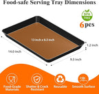 SpaceTrove 6-Pack Serving Tray Set, Reusable Plastic Serving Platter for Party Supplies, Entertaining, Grilling Accessories, Stackable Kitchen Snack Box Container for Dessert, Fruit, Cookie, (Black)