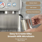 Gevi Dual Boiler Espresso Machine with Built-in Grinder, 58mm Commercial Portafilter, Barista Steam Wand, 31 Grind Settings, Stainless Steel, for Home Barista Use, Sterling Silver