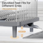 Dish Drying Rack Large Capacity - Stainless Steel Dish Rack for Kitchen Counter with Drain Board, Rustproof Dish Drainer with Auto Drain Spout Utensil Holder Glass Holder, Dinnerware Organizer, Gray