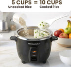 Elite Gourmet ERC2010B Electric Rice Cooker with Stainless Steel Inner Pot Makes Soups, Stews, Porridge's, Grains and Cereals, 10 cups cooked (5 Cups uncooked), Black