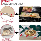 Unicook 12 Inch Square Pizza Stone for Oven and Grill, Oven Baking Stone for Bread, Cordierite Pizza Pan for Baking Crispy Bread, Pie and Cookies, Includes Carry Rack and Dough Scraper