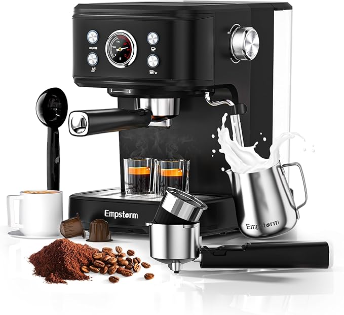 Empstorm Espresso Machine 20 Bar with Steam Milk Frother, Espresso maker Compatible for NS Original Capsules 2 IN 1 expresso maker, Professional Cappuccino Expresso Machine for Home and Office