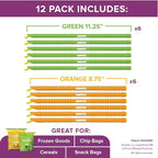 GRIPSTIC Bag Sealer - Reusable Chip Bag Clips. Patented. Airtight & Waterproof Seal on Food Storage Bags, Kids Snacks & More. Near Zero Waste. 12ct Large