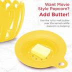 Ecolution Patented Micro-Pop Microwave Popcorn Popper with Temperature Safe Glass, 3-in-1 Lid Measures Kernels and Melts Butter, Made Without BPA, Dishwasher Safe, 1.5-Quart, Yellow