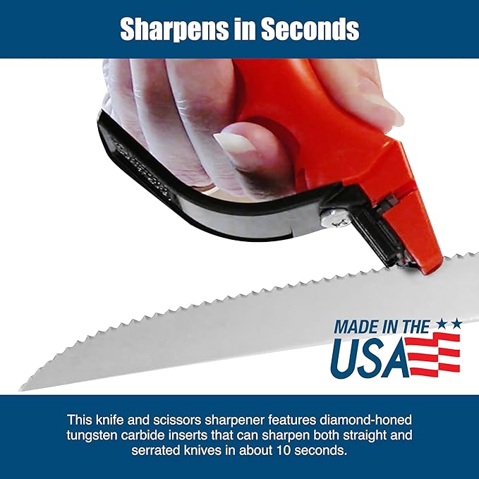 AccuSharp Compact Super Sharpener, Quick Restore & Repair General Purpose Scissors and Kitchen Knives, Easy & Safe, Made in the USA
