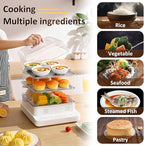 22L/23QT Electric Food Steamer, 3 Layers Food Steamer, 800W Commercial Stainless Steel Steamer, Large Capacity Breakfast Machine with Timer, for Home, Restaurant, Party