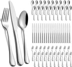 60-Piece Silverware Set for 20 - Stainless Steel Flatware Cutlery Set, Mirror Polished Flatware Set Include Forks Spoons Knives for Home Wedding Restaurant, Dishwasher Safe, Silver, 60 PCS