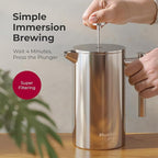 MuellerLiving French Press Coffee Maker 34oz, Stainless Steel French Press Coffee, 4 Filter Heat Resistant Double Insulated, Rust-Free, Food Grade, Dishwasher Safe Coffee Pot