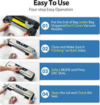 Automatic Food Vacuum Sealer Machine, Beelicious 8-In-1 Food Vacuum Saver with Starter Kits, Pulse Function, Moist & Dry Mode and External VAC for Jars and Containers, Stainless Steel