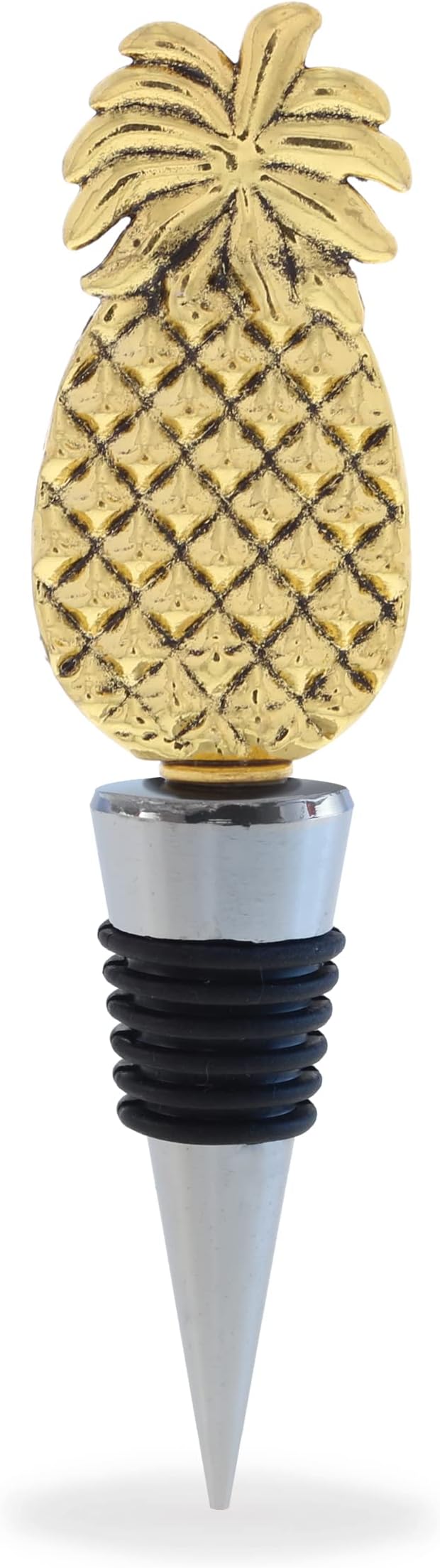 Cheers Gold Pineapple Metal Wine Stopper - Elegant Vacuum Seal Reusable Gold Troical Fruit Wine Bottle Stopper, Airtight Leak Proof Bottle Topper Cork Plug, Home Decor & Bar Tool Accessory Unique Gift