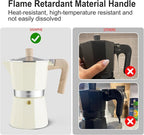 Sivaphe Aluminum Moka Pot 3 Espresso Cups, Percolator Espresso and Coffee Maker, Portable Stovetop Italian and Cuban Café Brewer for Home and Camping White