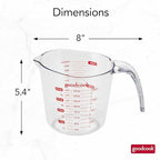 GoodCook Everyday 4-Cup Liquid Measuring Cup, Clear Plastic with Easy-to-Read Markings, Tapered Pour Spout, Comfortable Handle, Measures in Cups, Ounces, Pints, and Milliliters
