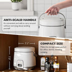 TLOG Mini Rice Cooker 2-Cup Uncooked(4-Cup cooked), Healthy Non-stick Coating 1.2L Small Rice Maker for 1-3 People, Portable Travel Fast Cooker with Steam Tray, Rice Maker for Grains, White Rice, Oatmeal, Veggies