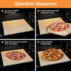 Salomayes 12x12 Inch Cordierite Pizza Stone for RV Oven and Grill, Square Baking Stone, Perfect for Pizza, Bread, Pie, BBQ, Durable and Safe, with Plastic Scraper