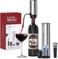 Electric Wine Opener Set, 4 in 1 Electric Wine Bottle Opener, Rechargeable Corkscrew Opener with Aerator, Foil Cutter, Vacuum Stopper, Ideal Present for Christmas, Wine Lovers, Party, Wedding