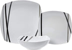 Amazon Basics 18 Piece Kitchen Dinnerware Set, Dishwasher and Microwave Safe, Square Plates, Bowls, Service for 6, Modern Beams