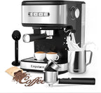 Espresso Machine 20 Bar, 2 in 1 Espresso Maker with Milk Frother Steam Wand for Latte and Cappuccino, Powder and Capsule Portafilter, 50oz Removable Water Tank expresso Coffee Machine for Home-Silver