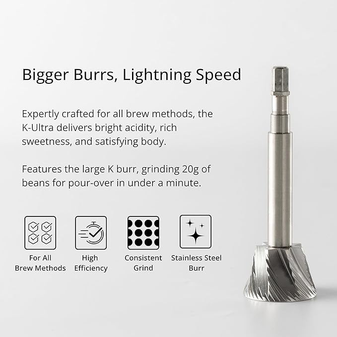 1Zpresso K-Ultra Manual Coffee Grinder Iron Gray with Carrying Case, Assembly Consistency Grind Stainless Steel Conical Burr, Foldable Handle, Numerical External Adjustable Setting, All-Round Grinder