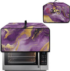 Marble Print Toaster Oven Cover, Dust-proof Heavy Duty Toaster Oven Cover for kitchen, Air Fryer with Accessory Pockets, Gold Violet, (Large-18.5*22.5*12.99 inches)