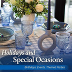 Yungala Blue Glassware set of 6 small dishwasher safe colored glasses, Blue glass cups, matching highball and wine glasses available