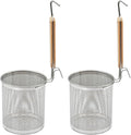 Stainless Steel Pasta Strainer, 2pcs Micro-Perforated Food Dumpling Noodle Strainer with Wood Handle Straining Noodles Pasta Baskets