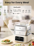 Electric Food Steamer 12.7 QT, Double-Tier 8-in-1 Vegetable & Meal Steamer, Stainless Steel, Timer & Keep Warm, Boil-Dry Protection, Healthy Cooking Kitchen Steamer