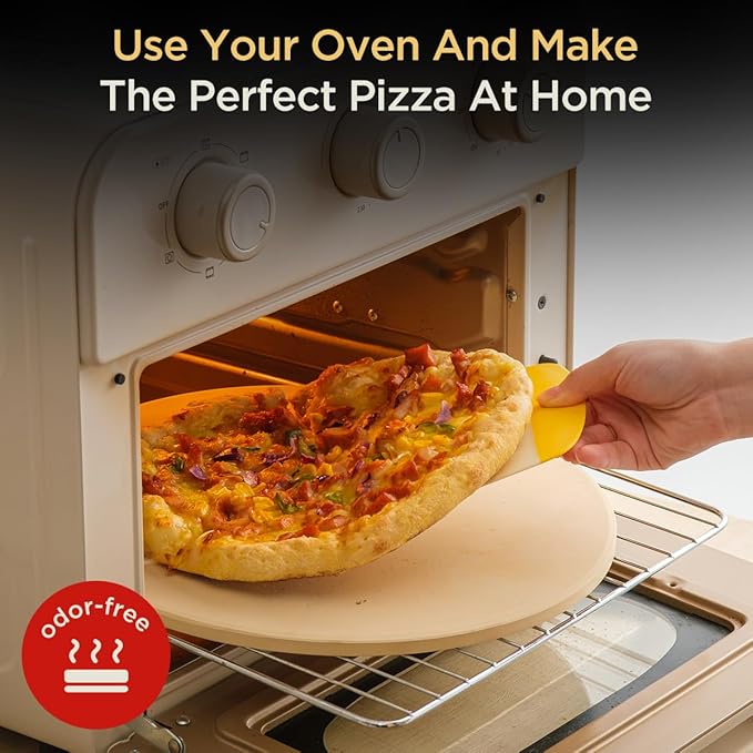 Pizza Stone for Oven and Grill, Heavy Duty Cordierite Baking Pan, Round Baking Stone for Bread, Cookie, 14 Inch