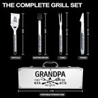 Grandpa Gifts, Gifts for Grandpa Fathers Day from Grandkids - Heavy Duty Grilling Accessories Kit for Backyard BBQ, Thick Stainless Steel Grill Utensils with Non-Slip Handle Tool Birthday