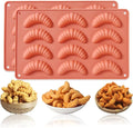 2PCS Silicone Croissant Molds, 12-Cavity Small Caterpillar Shaped Baking Pan for Cookie, Chocolate, Candy, Bread, Pastry, Cake Decoration