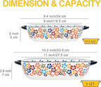 Ceramic Casserole Dishes for Oven, Hand-painted Polish Pottery Baking Dish Set of 2, 0.8QT / 2QT Porcelain Casserole Dish with Handles, Baking Pan Lasagna Pan, Gift for Family/Friend (Yellow)