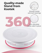 Kootek Cake Decorating Kit Baking Supplies Set Cake Turntable with 2 Frosting Straight Angled Spatula 3 Icing Smoother Scrapers Baking Accessories Tools for Beginners and Pros, Mother's Day, Pink