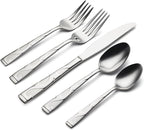 Oneida Silverware Set For 8, Tuscany 45-Piece Everyday Flatware Set with Serving Utensils, Service For 8, 18/0 Stainless Steel, Dishwasher Safe, Knives Spoons And Forks Sets, Dining (Silver, 45 Piece)