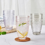 CREATIVELAND Drinking Glasses,Water Drinking Glass (Pink, 15.5)