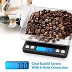 AMIR Digital Kitchen Scale, 3000g 0.01oz/0.1g Pocket Cooking Scale, Mini Food Scale, Pro Electronic Jewelry Scale with Back-Lit LCD Display, Tare & PCS Functions, Stainless Steel, Black