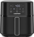 Chefman Air Fryer – 6 QT Compact Airfryer for Quick & Easy Meals in Minutes, Features Hi-Fry Technology for Extra Crisp, Touchscreen Controls with 4 Presets, Nonstick & Dishwasher Safe Basket - Black