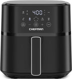 Chefman Air Fryer – 6 QT Compact Airfryer for Quick & Easy Meals in Minutes, Features Hi-Fry Technology for Extra Crisp, Touchscreen Controls with 4 Presets, Nonstick & Dishwasher Safe Basket - Black