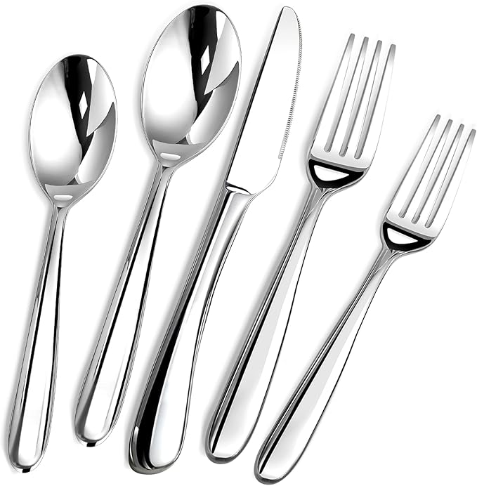 STILLOYE Heavy Duty Silverware Set for 8, 40 Piece Premium Stainless Steel Flatware Utensils Cutlery Set Including Steak Knife Fork and Spoon, Dishwasher Safe, Gift Package for Wedding Housewarming