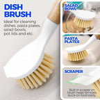 Holikme 6 Pack Dish Brush Kitchen Brushes Set with Vegetable Palm Brush, Bottle Brush, Dish Brush and Straw Brush, Fruit Cleaning Brushes for Cleaning Potato, Amarillo