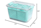 Kitchen Spaces Colander Bin, Produce Saver, Fridge Organizer With Lid, Wash, Strain and Store, Great for Refrigerator, Freezer and Pantry, Medium, Mint Green, Pack of 1
