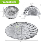 Sayfine Vegetable Steamer Basket, Premium Stainless Steel Veggie Steamer Basket - Folding Expandable Steamers to Fits Various Size Pot (Extra Large (6.5" to 11"))