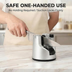 Knife Sharpener for Kitchen Knives, 3-Stage Suction Cup Sharpening Tool for Straight and Serrated Blades, Scissors Sharpener with Auto-Adjust Angle, Safe One-Handed Chef Knife Accessories