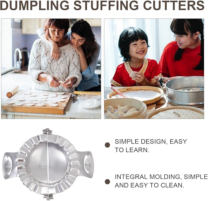 Stainless Steel Dumpling Tool Set with Skin Cutters and Filling Spoon, 5pcs Mold Kit for Homemade Dumpling Making, Kitchen Gadget for Household Cooking