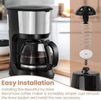 Coffee Replacement Brew Basket Spring Loaded Stopper Kits For Decker Hamilton Coffee Maker Parts and Mr. Coffee Black, Compatible with Majority 4-12 Cup Drip Coffee Makers - 990117900 990237500