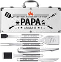 Papa Gifts, Papa Gifts from Grandkids Heavy Duty Grilling Accessories Kit for Backyard BBQ, Thick Stainless Steel Grill Utensils with Non-Slip Handle Tool on Christmas Birthday
