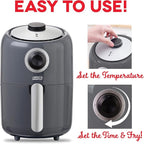Dash Compact Air Fryer - Healthy Cooking with Auto Shut-Off Feature, Adjustable Temperature Control & Nonstick Fry Basket - Has AirCrisp® Technology - 2 Quart - Cool Grey